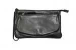 Black clutch bag with 2 compartments in soft calfskin
